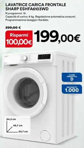 Ipercoop Lavatrice Carica Frontale Sharp ESHFA6103WD offerta