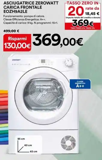 Ipercoop Asciugatrice Zerowatt Carica Frontale EO7H9A2LE offerta