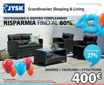 JYSK Divano +tavolino+ 2 poltrone offerta