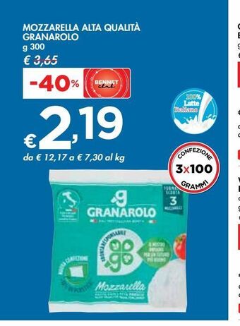 Bennet Mozzarella alta qualita granarolo offerta
