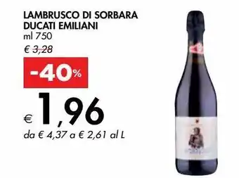 Bennet Vino lambrusco di sorbara ducati emiliani ml 750 offerta