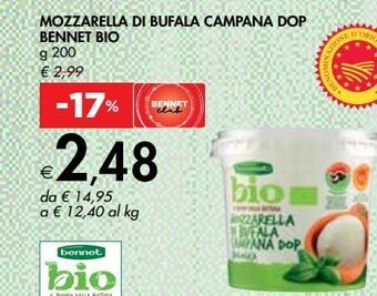 Bennet Mozzarella di bufala campana dop bennet bio offerta