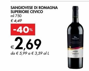 Bennet Sangiovese di romagna superiore cevico offerta