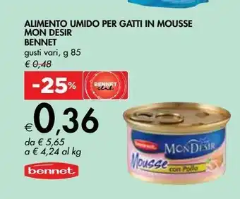 Bennet Alimento umido per gatti mousse mon desir bennet offerta