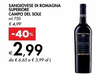 Bennet Sangiovese di romagna superiore campo del sole offerta