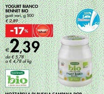 Bennet Yogurt bianco bennet bio offerta