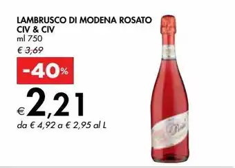 Bennet Lambrusco di mondena rosato civ&civ offerta