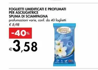 Bennet Foglietti umidificanti e profumati per sciugatrice spuma di sciampagna offerta