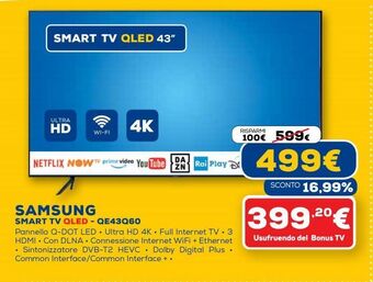 Euronics Samsung smart tv qled offerta