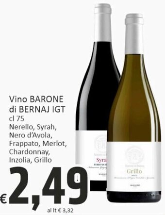 Paghi Poco Vino Barone di Bernaj IGT cl 75 offerta