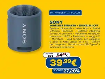 Euronics Sony wireless speaker offerta