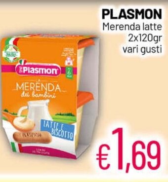Franzy's Plasmon Merenda latte 2x120gr vari gusti offerta