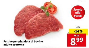 Lidl Fettine per Pizzaiola di Bovino Adulto scottona offerta