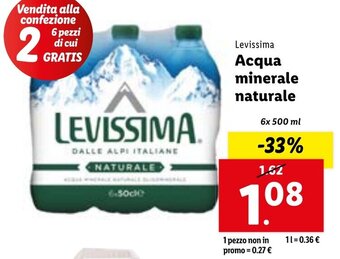Lidl Levissima Acqua Minerale Naturale 6x 500 ml offerta