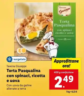 Lidl Taverna Giuseppe Torta Pasqualina con spinaci, ricotta e uova 400 g offerta