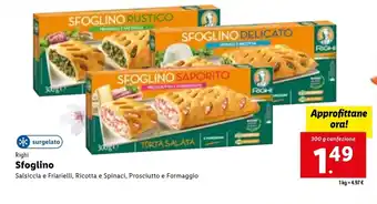 Lidl Righi Sfoglino Salsiccia e Friarielli, Ricotta e Spinaci, Prosciutto e Formaggio 300 g offerta