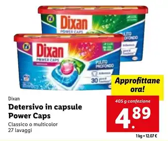 Lidl Dixan Detersivo in capsule Power Caps Classico o multicolor 27 lavaggi 405 g offerta