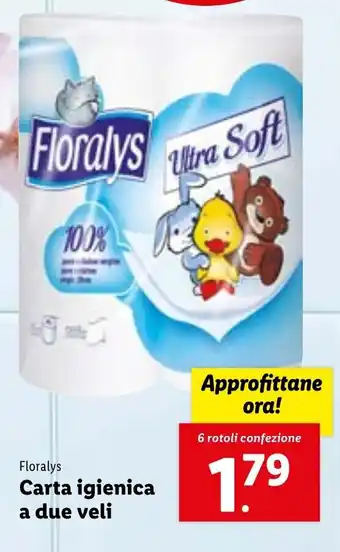 Lidl Floralys Carta igienica a due veli 6 rotoli offerta