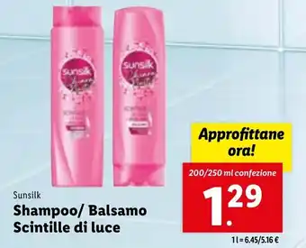 Lidl Sunsilk Shampoo/Balsamo Scintille di luce 200/250 ml offerta