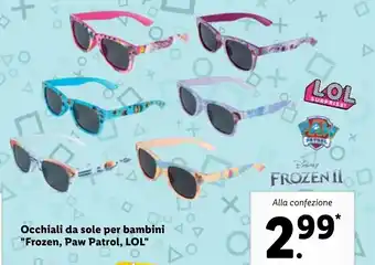 Lidl Occhiali da sole per bambini "Frozen, Paw Patrol, LOL" offerta