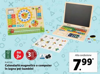 Playtive Calendario magnetico o computer in legno per bambini