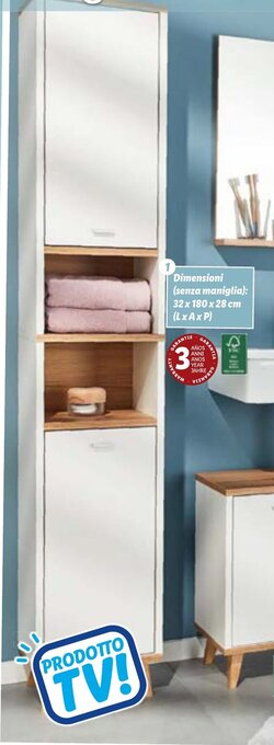 Lidl Livarno Home Armadio a colonna per bagno 32 x 180 x 28 cm offerta