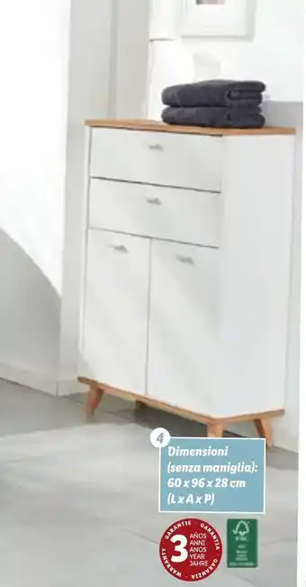 Lidl Livarno Home Mobiletto da bagno con 2 ante e 2 cassetti 60 x 96 x 28 cm offerta