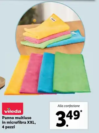 Lidl Vileda Panno Multiuso Microfibra XXL, 4 pezzi offerta