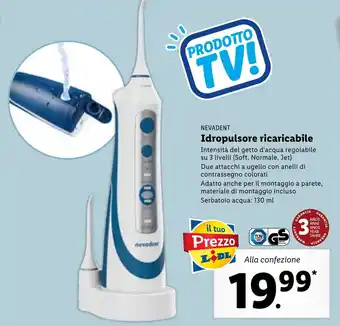 Lidl Nevadent Indropulsore ricaricabile 130 ml offerta