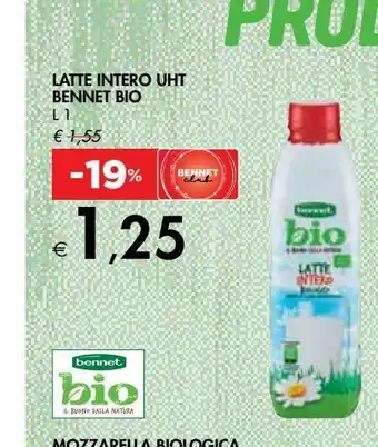 Bennet Latte intero uht bennet bio offerta