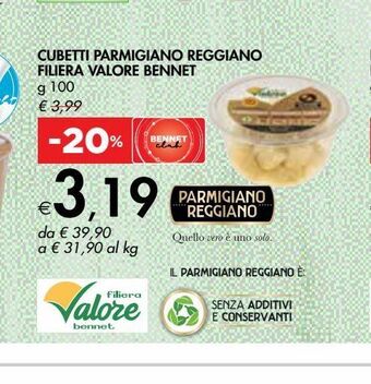 Bennet Cubetti parmigiano reggiano filera valore bennet offerta