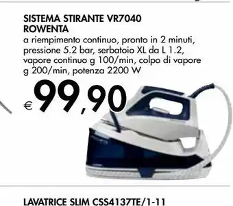 Bennet Sistema sitrante vr7040 rowenta offerta
