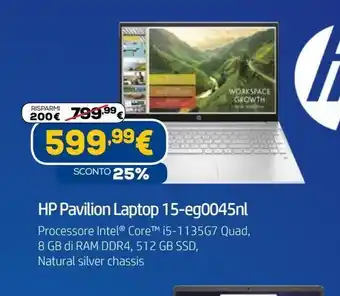 Euronics Hp pavilion laptop 15-eg004nl offerta