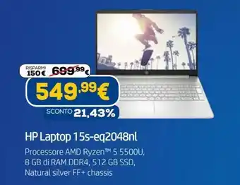 Euronics Hp laptop 15s-eq2048nl offerta