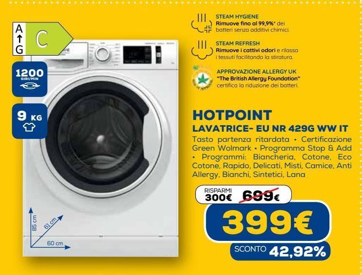 Hotpoint lavatrice offerta di Euronics