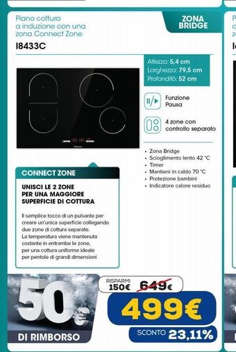 Euronics Piano cottura a induzione con una zona connect zone offerta