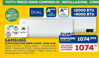 Euronics Samsung climatizzatore serie luzon offerta