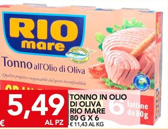 TuoDi Rio Mare Tonno in Olio Di Oliva 80 g x 6 offerta