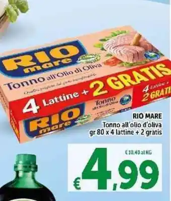 Carrefour Express Rio Mare Tonno all'olio di oliva 80 gr x 4 lattine + 2 gratis offerta
