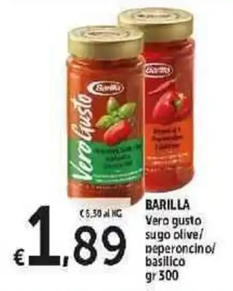 Carrefour Express Barilla Vero Gusto sugo olive/peperoncino/basilico 300 gr offerta