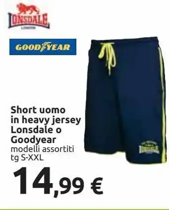 Carrefour Iper Short uomo in heavy jersey lonsdale o goodyear offerta