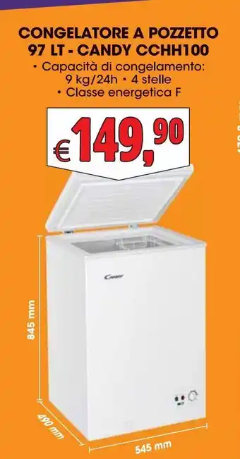 Congelatore a pozzetto 97 lt candy cchh100