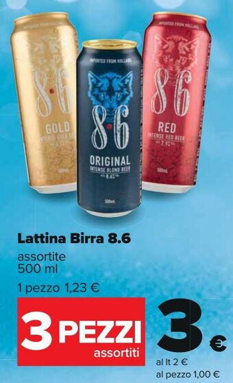 Carrefour Iper Lattina birra 8.6 assortite offerta