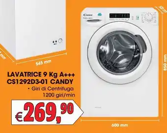 Lavatrice 9kg a+++ cs1292d3-01 candy