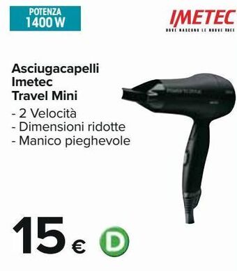 Carrefour Iper Asciugacapelli imetec travel mini offerta