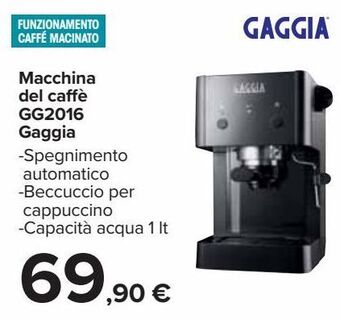Carrefour Iper Macchina del caffé gg2016 gaggia offerta