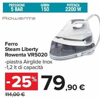 Carrefour Iper Ferro steam liberty rowenta vr5020 offerta