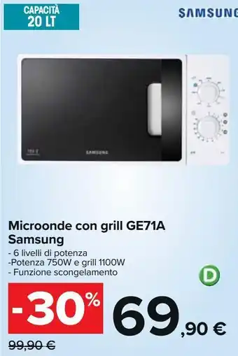 Carrefour Iper Microonde con grill ge71a samsung offerta