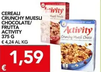 TuoDi Activity Cereali Crunchy Muesli Chocolate/Frutta 375 g offerta