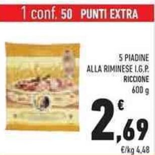 Conad Superstore 5 Piadine Alla Riminese I.G.P. Riccione 600 g offerta